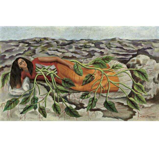 FRIDA KAHLO (1907-1954) ROOTS  5,000,000—7,000,000 USD Lot Sold.  Hammer Price with Buyer's Premium:  5,616,000 USD , 11 7/8 by 19 3/4 in.