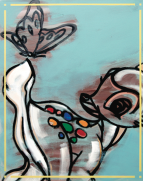 Bambi II, 2007. Mixed media on canvas, 47.2 x 59 in. Técnica mixta sobre tela. 120 x 150 cm.