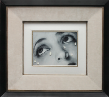 Crystal tears. After Man Ray / Lágrimas de cristal, al estilo Man Ray, 2006. Collage, black and white photograph, crystal, 13 x 14 in. Collage, fotografía en blanco y negro, cristal, 33 x 36 cm.