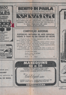 Arte clasificada, decade of the 1980s. Advertisement in newspaper Anuncio en página de periódico.