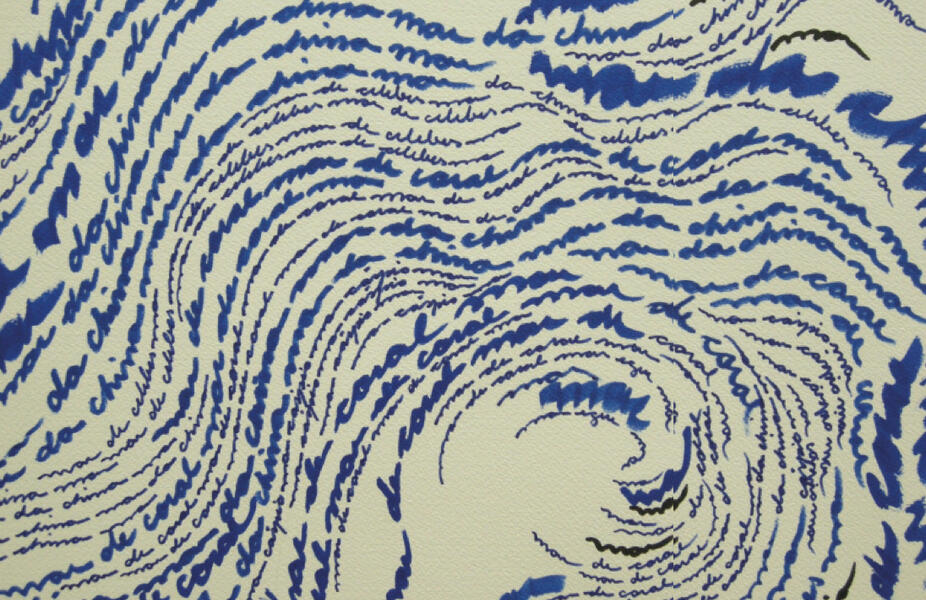 Mares, 2009 (detail). Seas, 2009 (detalle). Names of the seas drawn onpaper.Nombresdelos mares dibujados sobre papel. Courtesy /Cortesía baró galeria