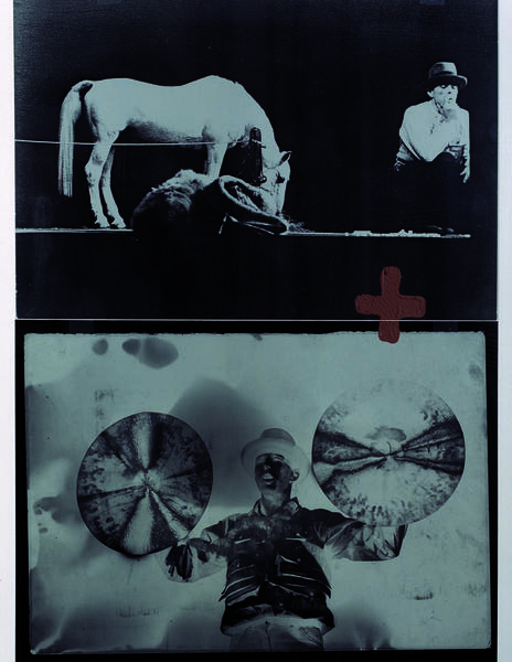Joseph Beuys (*1921 - 1986) Ifigenia / Tito Andrónico 1985 Fotografía en positivo y negativosobre film, objeto de vidrio enmarco metálico Colección del Deutsche Bank