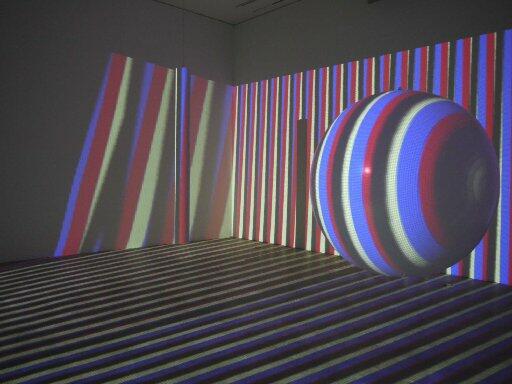 A view of Carlos Cruz-Diez' Chromo-interference Environment in a 2010 Miami Art Museum exhibit. © Atelier Cruz-Diez, Paris