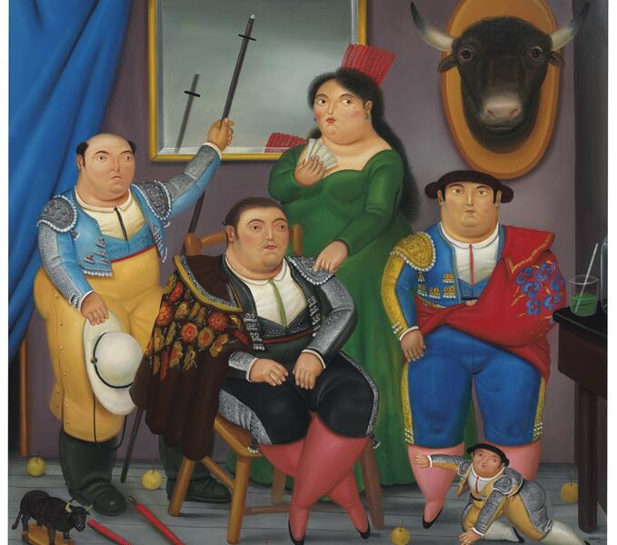 CHRISTIE'S IMAGES LTD. 2010. Fernando Botero (Colombian b. 1932) Family Scene signed and dated 'Botero 85' (lower right) oil on canvas 66½ x 70½ in. (169 x 179 cm.) Painted in 1985. Estimate: 1,000,000 - 1,500,000 U.S. dollars Price Realized: 1,706,500 U.S. dollars 