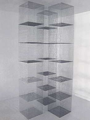 Sara Modiano, Anima, Instalation, Instalacion, 2002, 170 cubes of 7.89" x 7.87" x 7.87", wire mesh. 170 cubos de  7.89" x 7.87" x 7.87" hilo 