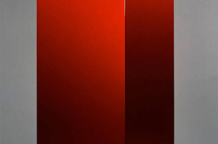 S25, Courtesy of Private Collection and Conseil & Acquisitions Art Contemporain  JOHN MCCRACKEN Sangre 2001 Polyester resin and lacquer epoxy on fiberglass and plywood 27.95 x 15.55 x 10.04 in. (71 x 39.5 x 25.5 cm) signed on underside: "SANGRE 2001"