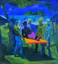 "La llegada de la Diosa Africana a las aguas del Caribe", óleo sobre tela, 8'6" x 9"
