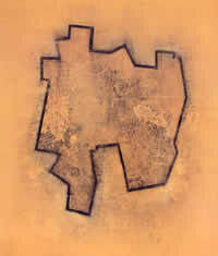 "1", acrílico y materiales auxiliares s/tela, 140 x 160 cm,2001
