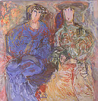 "Liseuse et ecriveuse", oleo sobre tela, 51" x 51", 2001