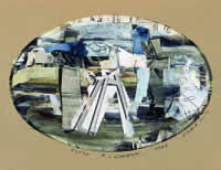 "Un bolso lleno de recuerdos" collage sobre papel, 18 x 27 cm, 1977