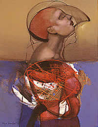 "El beso" óleo sobre tela, 99 x 76 cm, 2001