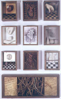 "Árbol", ensamblaje técnica mixta, 150 x 90 cm, 2002