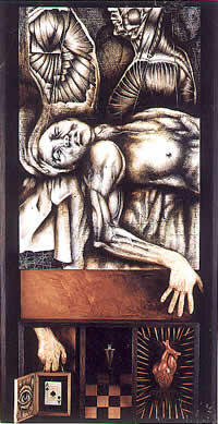 "Causas y azares" construcción y técnica mixta, 157 x 80 x92 cm, 1995