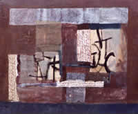 "Construyendo enigmas", técnica mixta, 90 x 110 cm, 2002