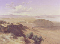 José María Velasco, "Valley of Mexico from the Mount of Santa Isabel", óleo sobre tela, 57.15 x 68.5 cm.