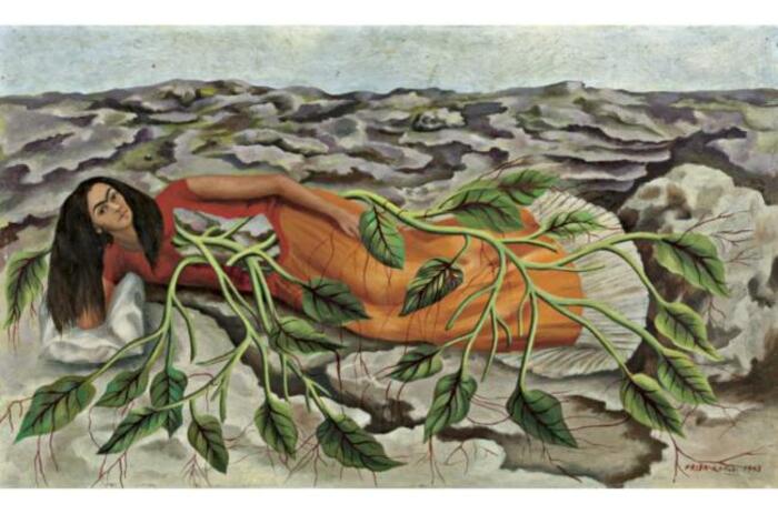 FRIDA KAHLO (1907-1954) ROOTS  5,000,000—7,000,000 USD Lot Sold.  Hammer Price with Buyer's Premium:  5,616,000 USD , 11 7/8 by 19 3/4 in.