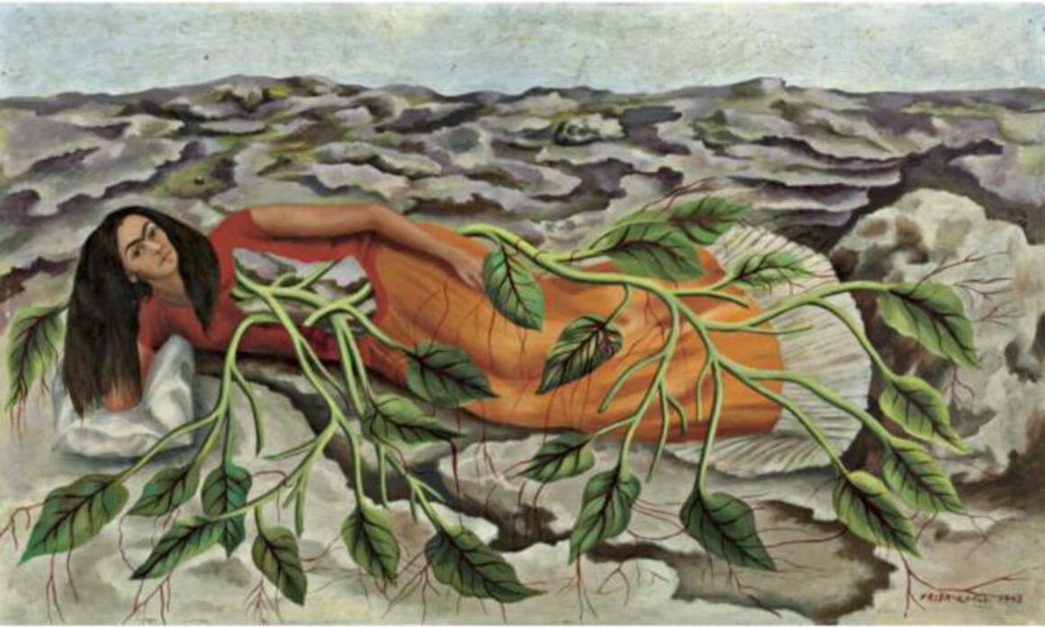 FRIDA KAHLO (1907-1954) ROOTS  5,000,000—7,000,000 USD Lot Sold.  Hammer Price with Buyer's Premium:  5,616,000 USD , 11 7/8 by 19 3/4 in.