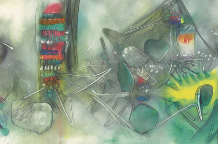 Matta (Chilean 1911-2002) Emotional Flora oil on canvas 65¼ x 131¾ in. (166 x 335 cm.) Painted in 1952-53. Matta (Chilean 1911-2002) Emotional Flora oil on canvas 65¼ x 131¾ in. (166 x 335 cm.) Painted in 1952-53.