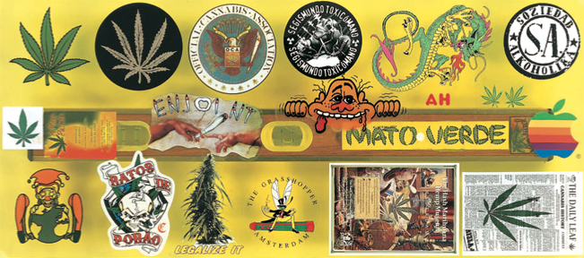 Adhesive 23 (celebration), 2001. Stickers, construction level, Plexiglas, 11.8 x 26.7 x 1.4 in. Photo Erma Estwick. Courtesy the artist. Autoadhesivo 23 (celebración), 2001. Pegatinas, nivel de burbuja, Plexiglas, 30 x 68 x 3,6 cm. Fotografía Erma Estwick. Cortesía de la artista.