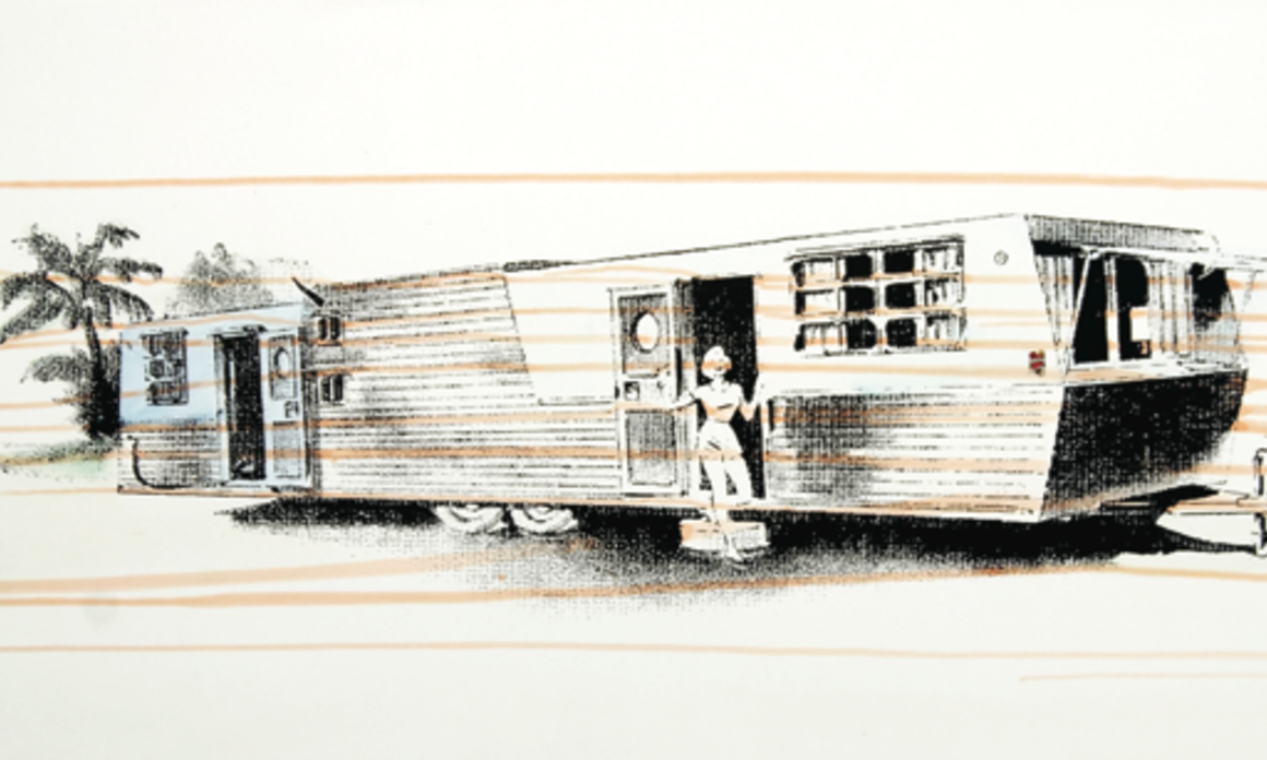 Camper, 2007. Mixed media on canvas, 35.4 x 70.8 in. Técnica mixta sobre tela, 90 x 180 cm.
