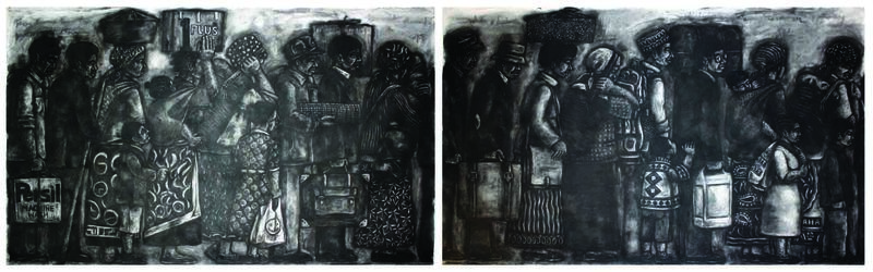 Peterson Waweru Kamwathi Queue 2 Charcoal on paper 2010