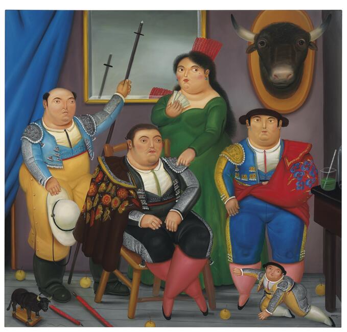 CHRISTIE'S IMAGES LTD. 2010. Fernando Botero (Colombian b. 1932) Family Scene signed and dated 'Botero 85' (lower right) oil on canvas 66½ x 70½ in. (169 x 179 cm.) Painted in 1985. Estimate: 1,000,000 - 1,500,000 U.S. dollars Price Realized: 1,706,500 U.S. dollars 