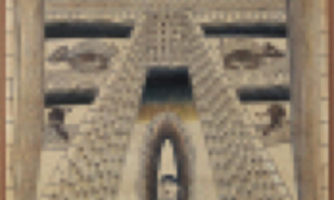 Untitled (patio). Ca. 1953, Pencil and colored pencil on fragments of glued paper, 40.4 x 37 in. Anthony Petillo Collection, Milwaukee. Wi, USA. Sin título (patio) Ca. 1953. Lápiz y lápiz de color sobre frag- mentos de papel encolados. 102,8 x 91,4 cm. Colección Anthony Petullo, Milwaukee. Wi, EUA.