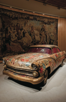 Betsabeé Romero. Carro ayate, 1997. 1955 Ford Victoria, ayate, oil and dry roses. Approx. 59.8 x 192 x 72 in. Ford Victoria de 1955, ayate, óleo y rosas secas. Aprox. 152x488x183cm.