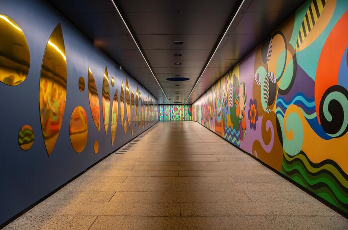 INSIDE MASP'S NEW UNDERGROUND PASSAGEWAY: 98 METERS OF BEATRIZ MILHAZES