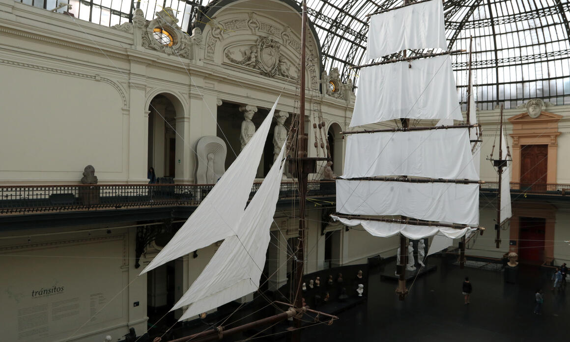 Latin American immigrants sing La Marseillaise at the National Fine Arts Museum in Chile