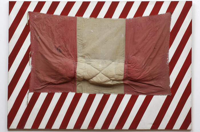 Eduardo Tokeshi, Bandera Uno, 1985. Latex on canvas, 55.1 x 78.7 x 5.51 inches. Courtesy of the artist Eduardo Tokeshi, Bandera Uno, 1985. Latex on canvas, 55.1 x 78.7 x 5.51 inches. Courtesy of the artist