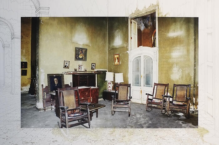Atelier Morales, Arqueología n° 20, de la serie Arqueología III. Patrimonio a la deriva. Impresión fotográfica "Giclée" sobre papel, dibujo a lápiz y guache. 2016 Atelier Morales, Arqueología n° 20, de la serie Arqueología III. Patrimonio a la deriva. Impresión fotográfica "Giclée" sobre papel, dibujo a lápiz y guache. 2016