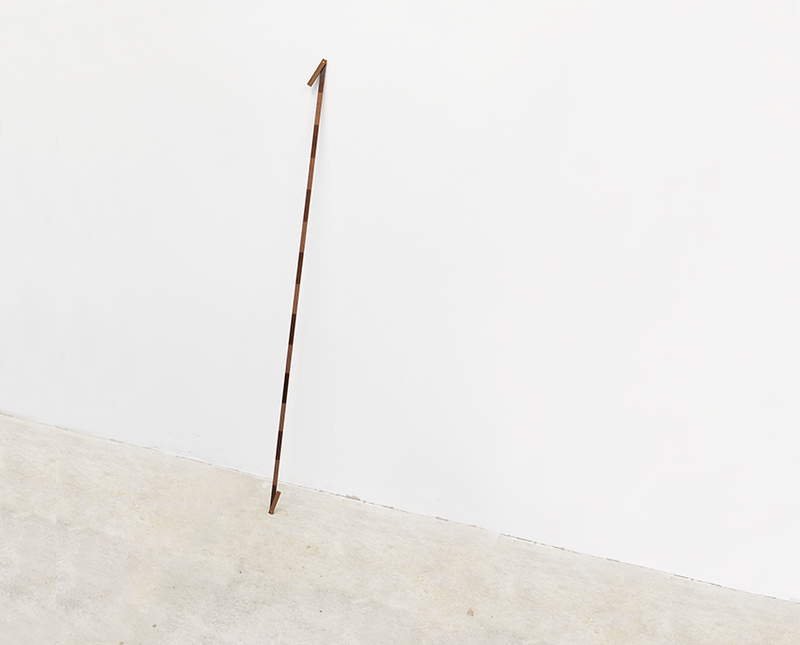 Gerardo Goldwasser, Medidas rígidas [Rigid Measures], 2015. Wood and varnish, 100 cm. long / Madera y barniz, 100 cm, largo.