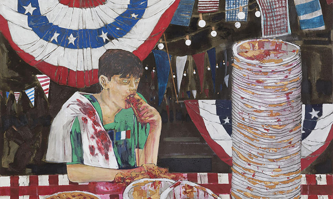 Hernan Bas, The Unlikely Winner 2015. Acrylic on linen. 182.9 x 152.4 cm. Hernan Bas, The Unlikely Winner 2015. Acrylic on linen. 182.9 x 152.4 cm.