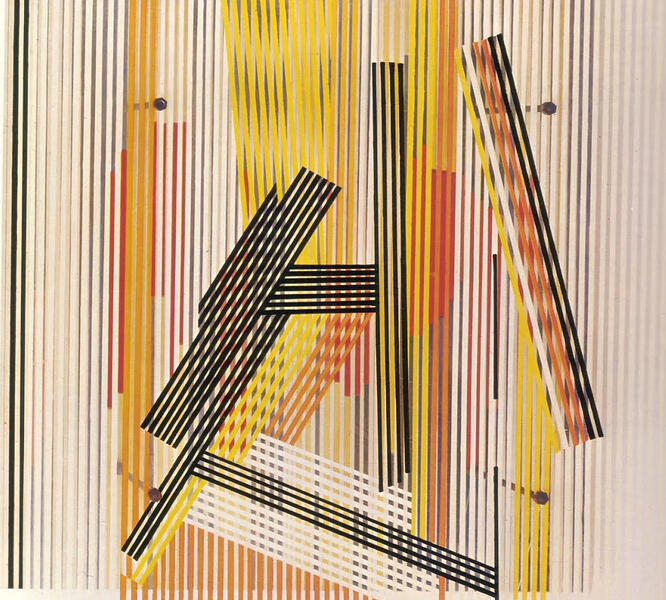Jesús Soto, Kinetic structure of geometric elements. 1956. One of the first pieces made in Plexiglas. / Estructura cinética de elementos geométricos. 1956. De las primeras piezas desarrolladas en plexiglás