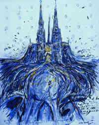 "Juan Pablo II (yo recuerdo que él traía la rosa de oro", acrílico sobre tela, 80 x 100 cm, 2000.