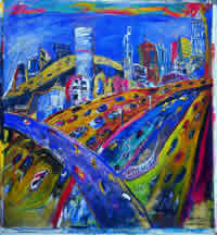 "Tan Lejos, Tan Cerca", acrílico sobre tela, 178 x 163 cm, 2000.