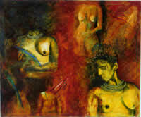 "Sensualidad", técnica mixta sobre tela, 120 x 100 cm