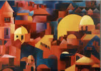 "Jerusalem en azules", óleo sobre tela 120 x 80 cm.