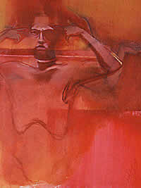 "Con la soga al cuello", óleo, 36" x 48".