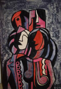 "Different People", acrilico sobre madera, 24" x 15.5"