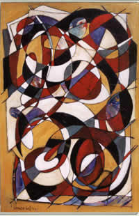 "Enamorados", técnica mixta, 100 x 150 cm