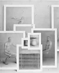 "Mito de la imagen", diptych A, oil on canvas, 74 3/4 x 104 1/2 inches, 2001.