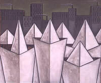 "Cohabitation", mixed medium on canvas, 40" x 48" , 2001.