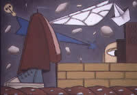 "The doubt of infinite", mixed medium on canvas, 47" x 65" , 2001.