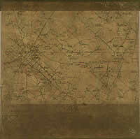 "Azul", 40 x 40 cm, mixed media and earth from Azul, Buenos Aires province, on canvas, 2000.