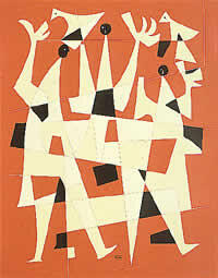 Carlos Mérida, "Fiesta de pájaros", o/board, 1959.