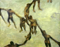 "Aimal space", técnica mixta sobre tela, 226 x 174 cm, 2002