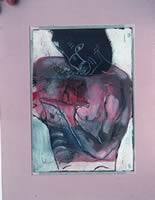 De la Serie Interiores y Exteriores, técnica mixta y collage s/papel, 2002, 8" x 12"