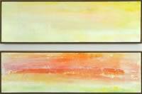 Arriba: Serie Atmósferas, "Amanecer I", acrílico, panel, 16 x 56 - 2002  / Abajo: Serie Atmósferas, "Atardecer II", acrílico, panel, 16 x 56 - 2002